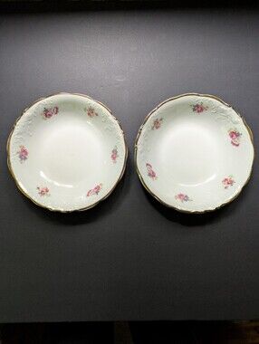 2 Vintage Soup Bowls Wawel Poland Pretty Floral Porcelain Dishes Cottagecore